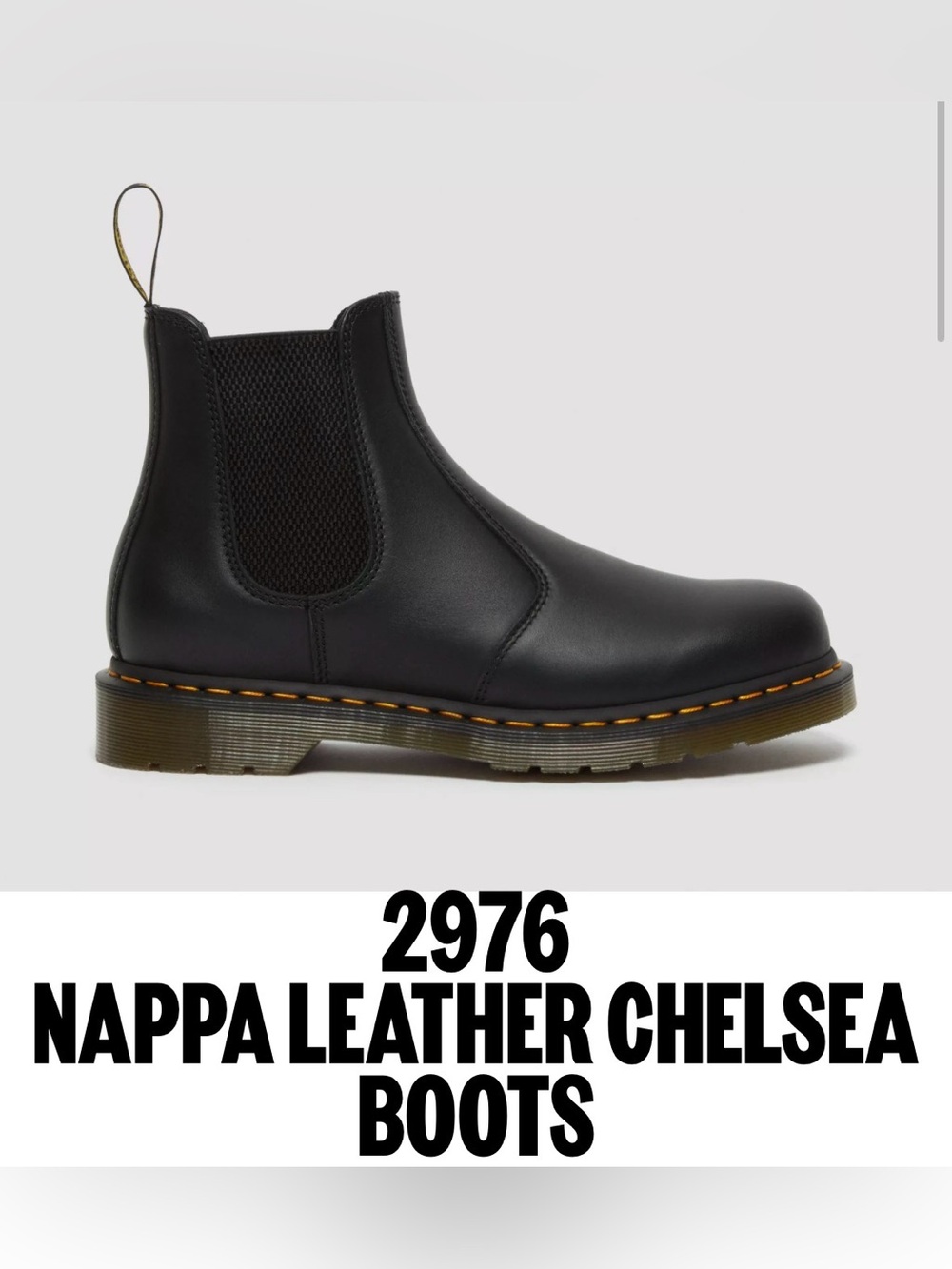 Dr. Martens Black Nappa Leather 2976 Chelsea Boots